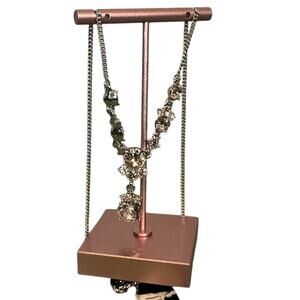 Givenchy Silver-Tone Multi Crystal Pendant Adjustable Y-Neck Necklace Women